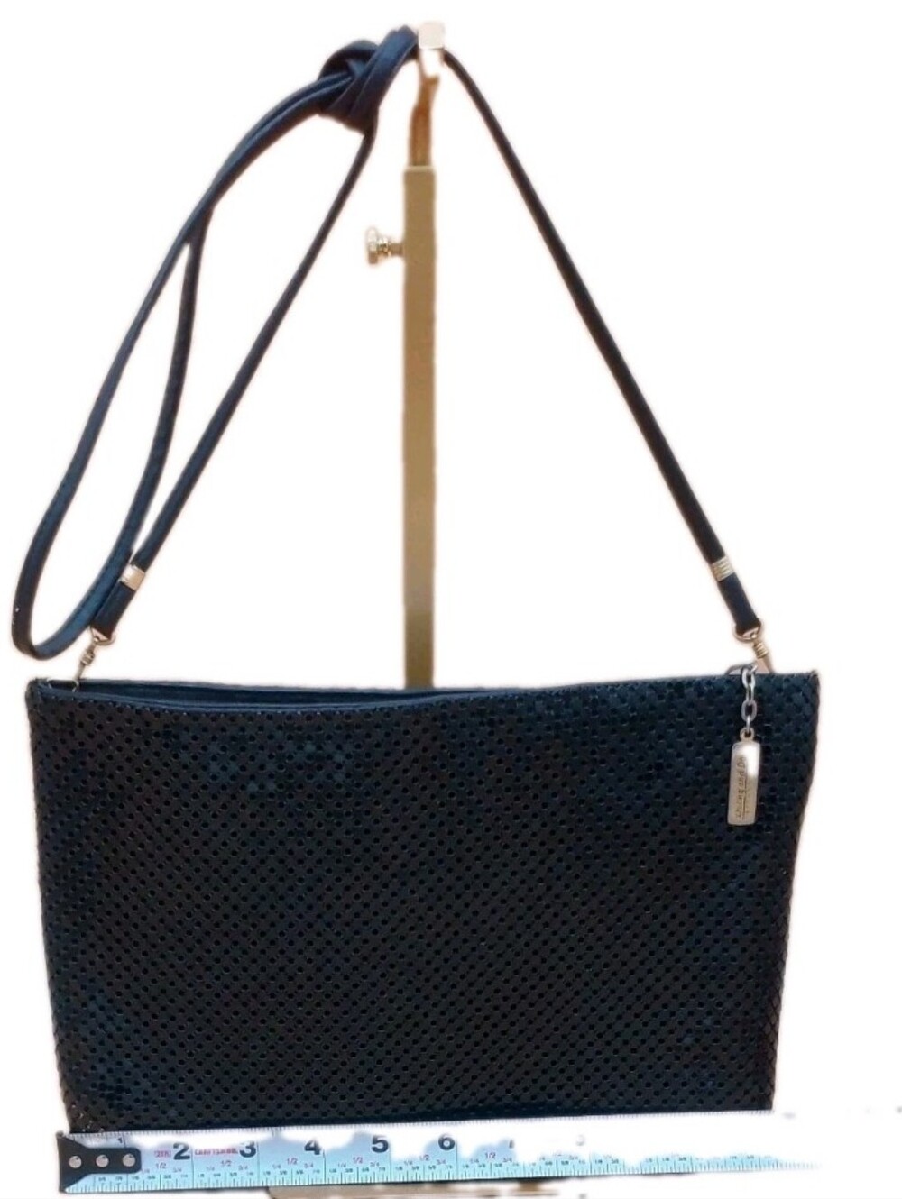Whiting and Davis Vtg Black Mesh Shoulder Bag 80s Disco Mob Wife Glam Clutch